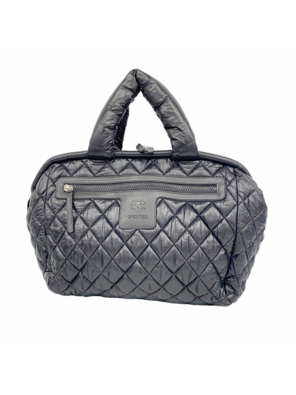 Chanel Handbag Coco Cocoon Nylon Black Silver